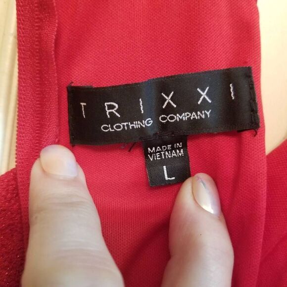 Trixxi Red Sparkle Dress Large - Picture 2 of 8